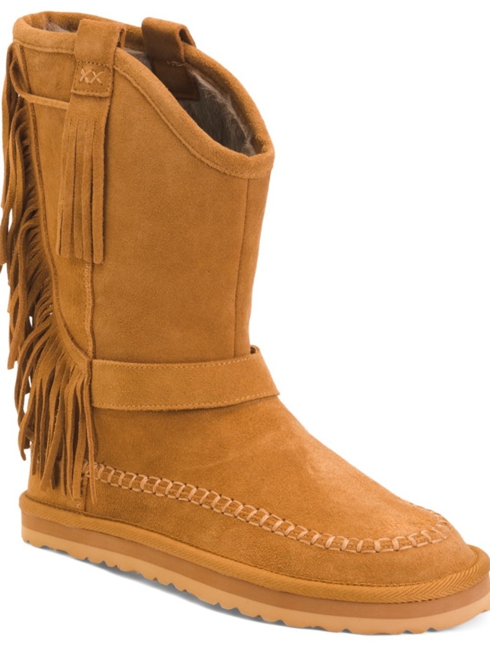 Free People Suede Faye Fringe Pull On Boots Color Honey Women’s 7.5 NWT